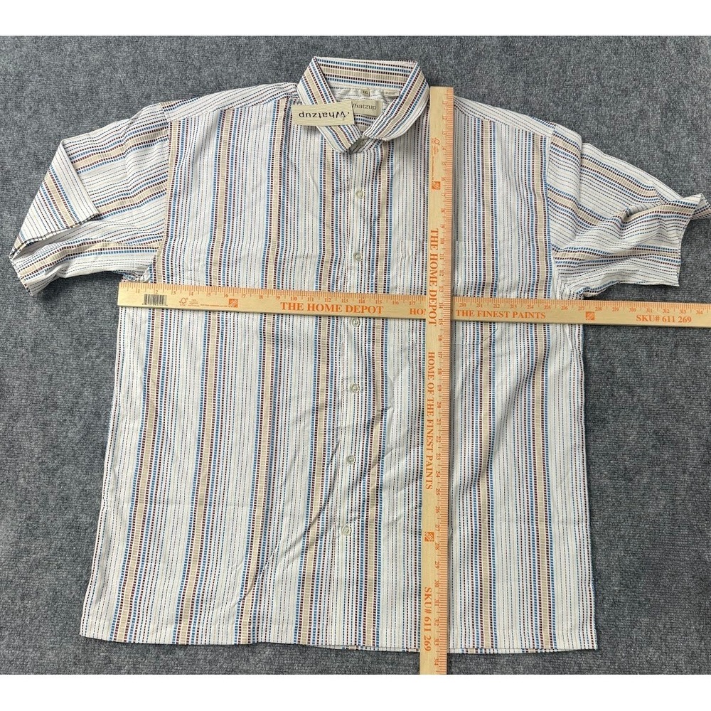 Vintage Whatzup Men's Striped Short Sleeve Button Down Shirt Casual Size 2XL NEW - Picture 6 of 6